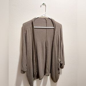 Brown Open Front Cardigan with Relaxed Fit
